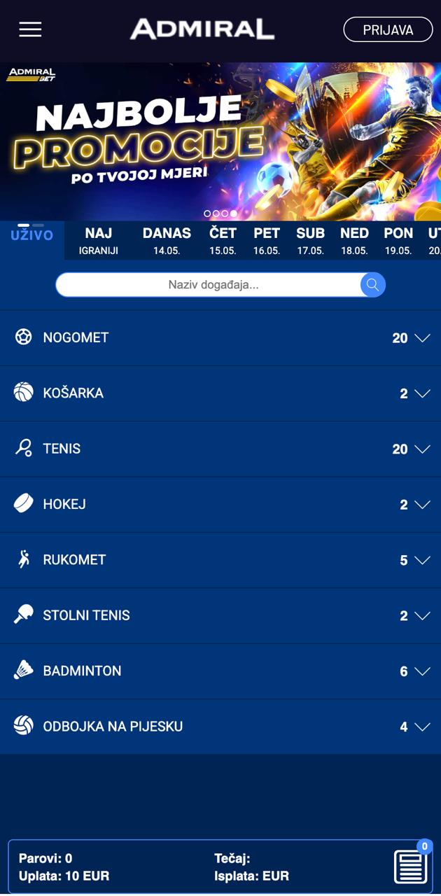 Admiral bookmaker mobile