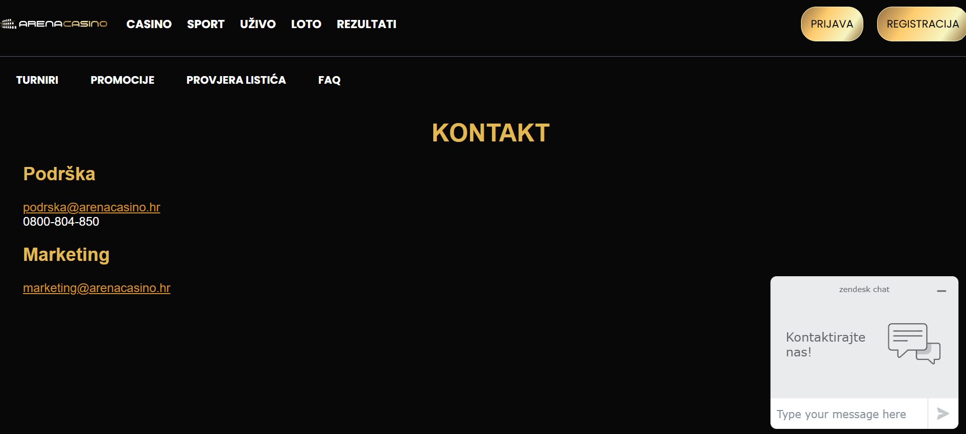 Kontakt Arenabet