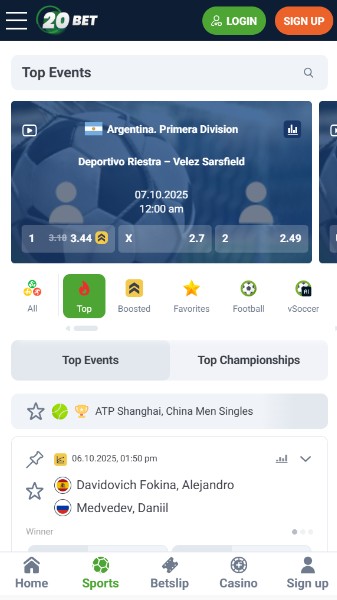20bet Početna stranica sportsko klađenje
