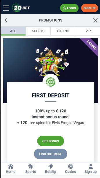 Promocije sportskog klađenja 20bet