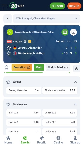 Sportsko klađenje uživo 20bet
