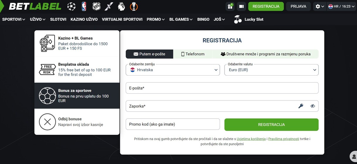 Betlabel Hrvatska Registracija pc