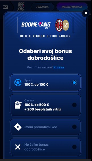 Boomerang Bet registracija